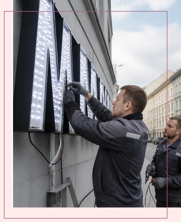 Изготовление и монтаж светодиодных LED вывесок в Старой Руссе