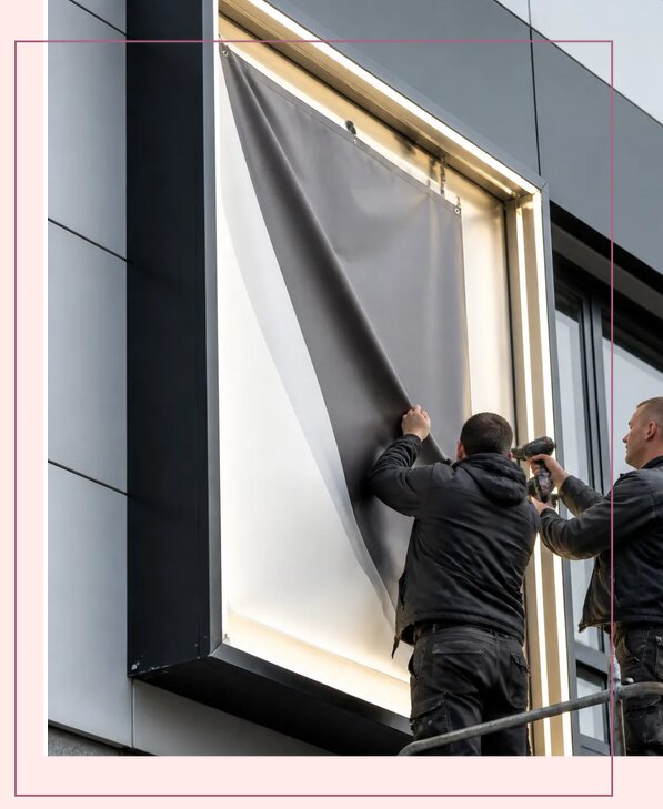 Изготовление и монтаж светового короба с баннером в Старой Руссе